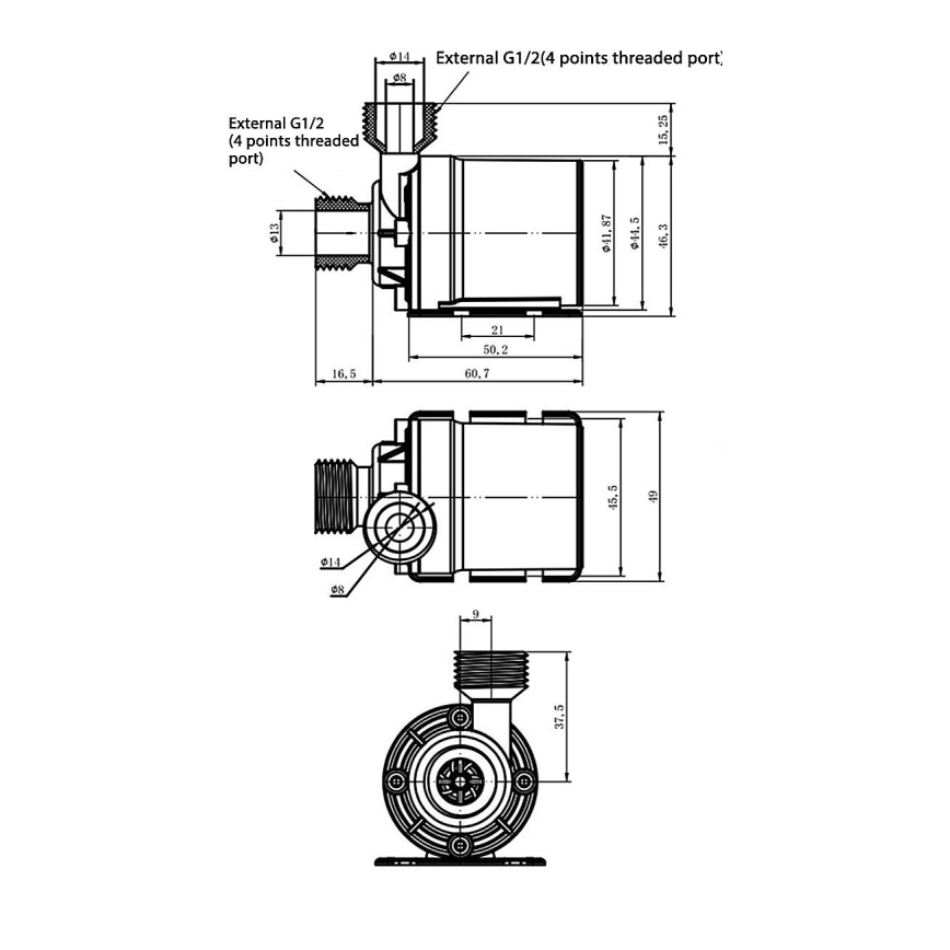 Pompe 24 V, débit 800 l/h