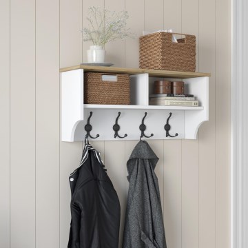 Porte-manteau 37,2x90 cm blanc/beige