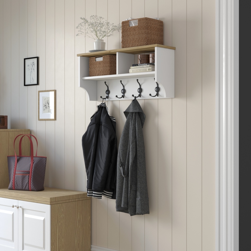 Porte-manteau 37,2x90 cm blanc/beige