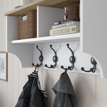 Porte-manteau 37,2x90 cm blanc/beige