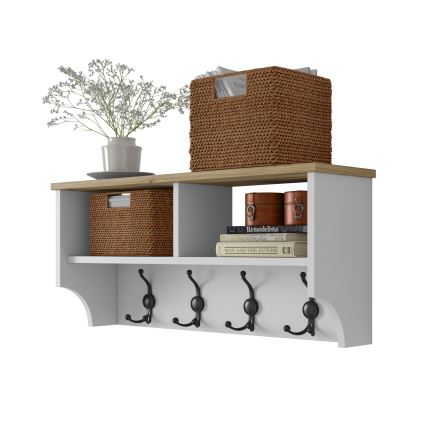 Porte-manteau 37,2x90 cm blanc/beige