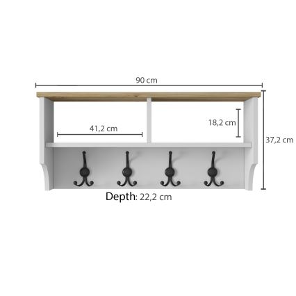 Porte-manteau 37,2x90 cm blanc/beige