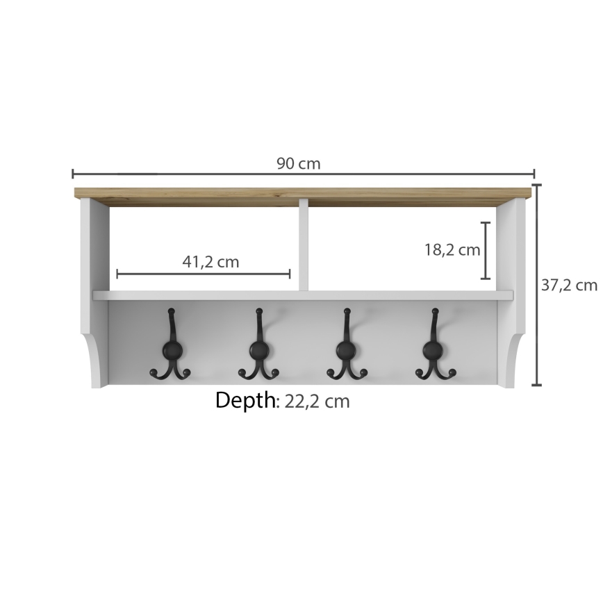 Porte-manteau 37,2x90 cm blanc/beige