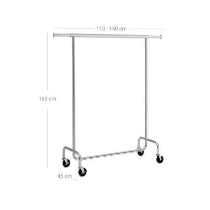 Porte-manteau mobile JEAN 110/150x160x45 cm argenté