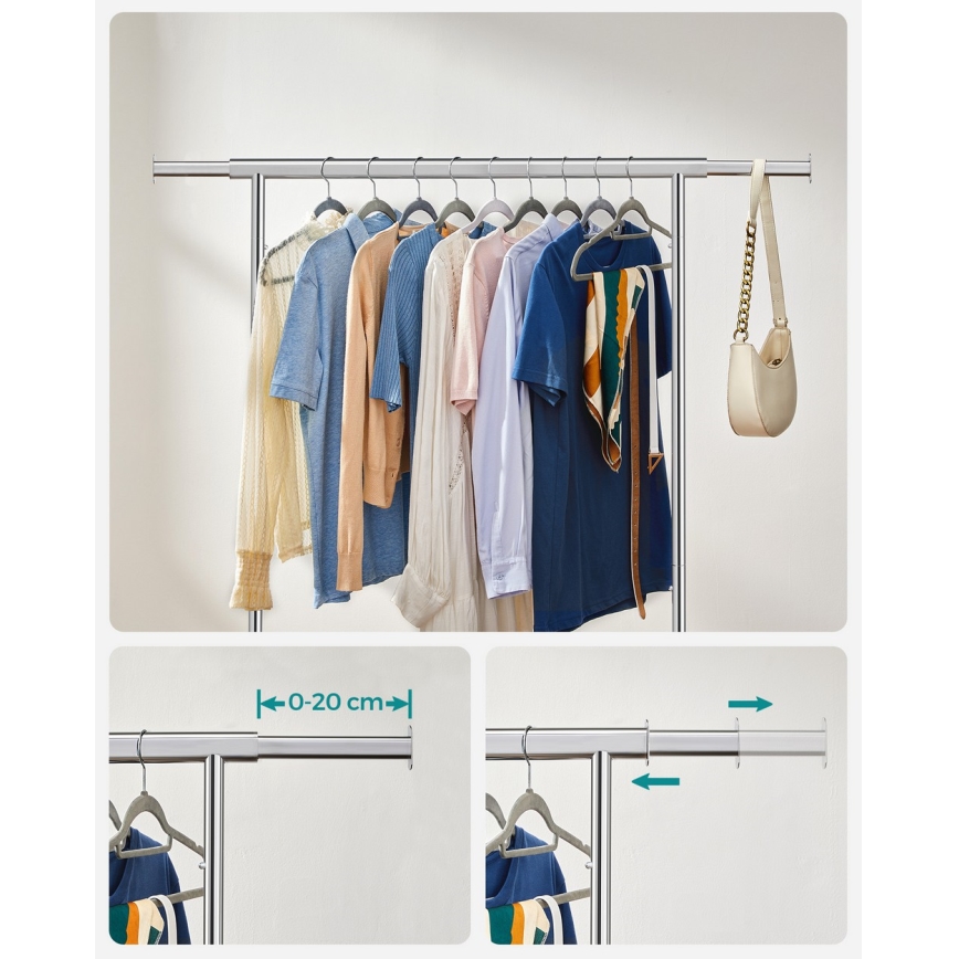 Porte-manteau mobile LINEA, finition argentée