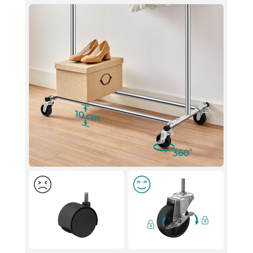 Porte-manteau mobile LINEA, finition argentée