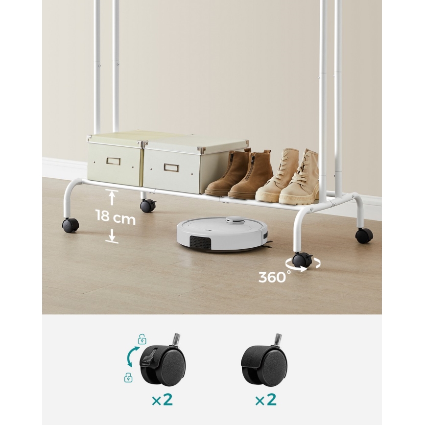 Porte-manteau mobile sur pied LINEA blanc