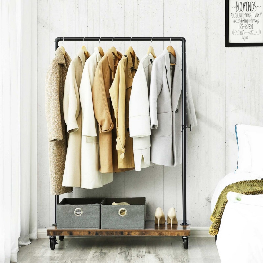 Porte-manteau mobile sur roulettes LINEA marron/noir