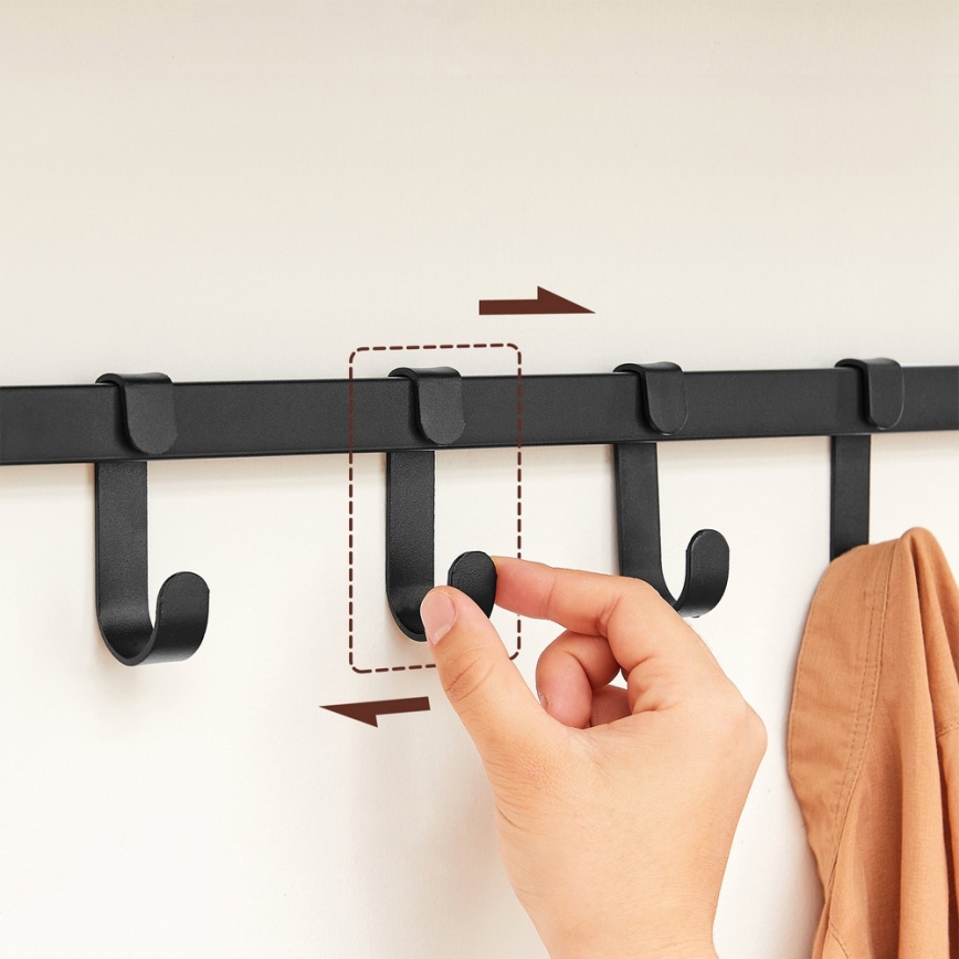 Porte-manteau mural avec étagère NATE marron/noir