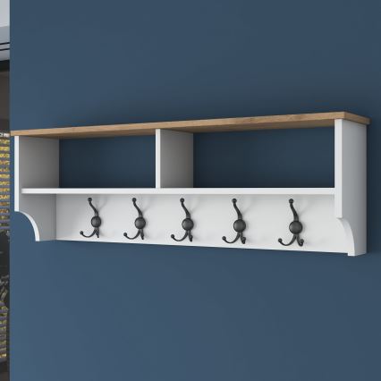 Porte-manteau mural RANI 120x37x22 cm blanc/beige