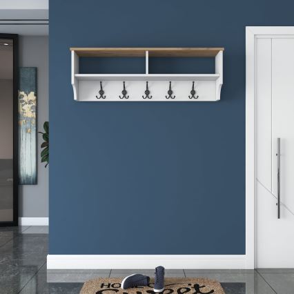 Porte-manteau mural RANI 120x37x22 cm blanc/beige