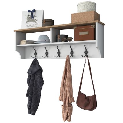 Porte-manteau mural RANI 120x37x22 cm blanc/beige
