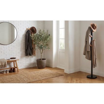 Porte-manteau sur pied 177 x 28 cm DOMUS noir/beige