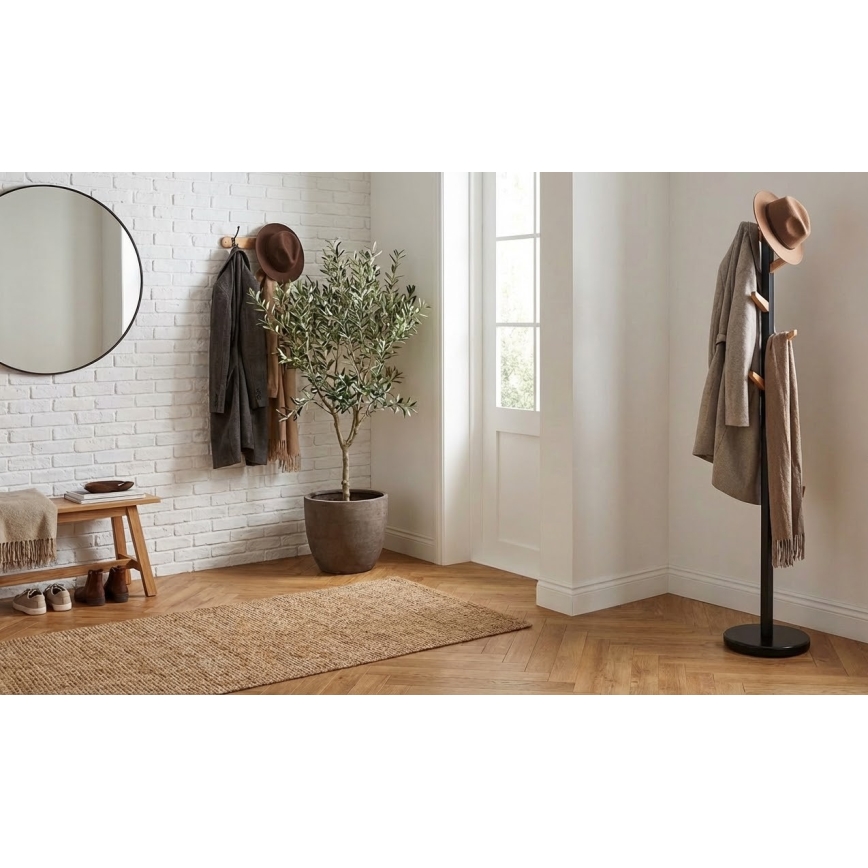 Porte-manteau sur pied 177 x 28 cm DOMUS noir/beige