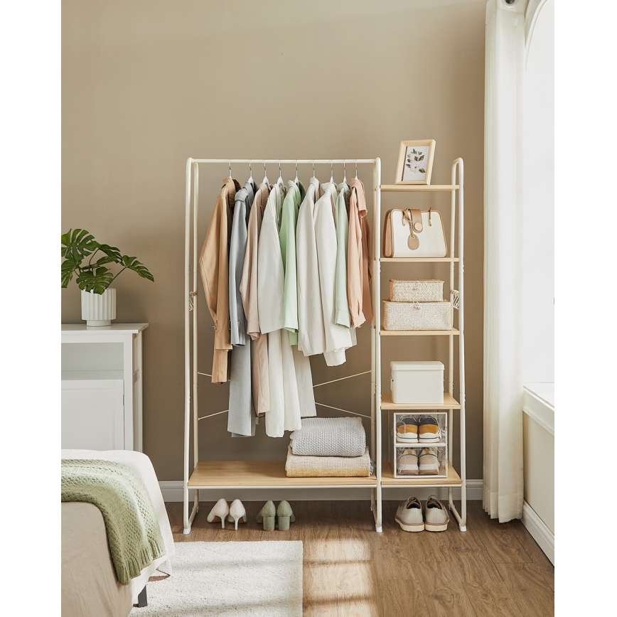 Porte-manteau sur pied LINEA, blanc/marron