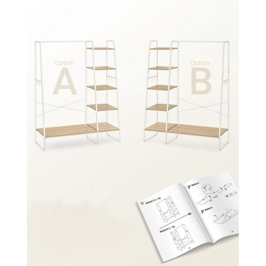 Porte-manteau sur pied LINEA, blanc/marron