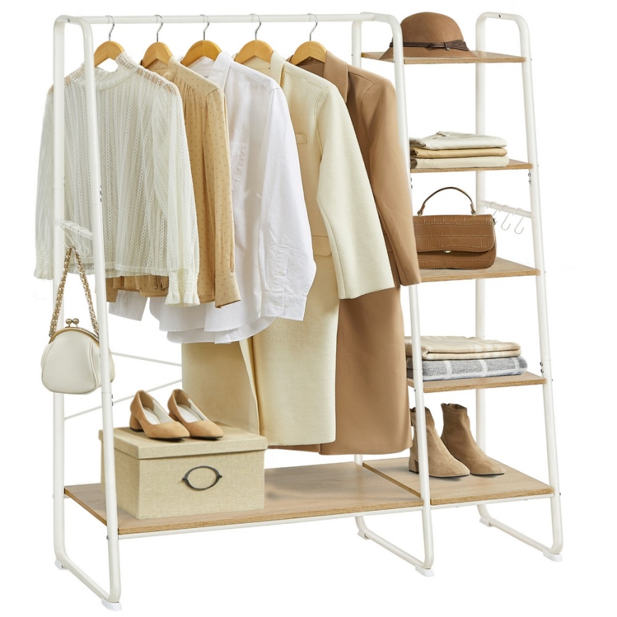 Porte-manteau sur pied LINEA, blanc/marron