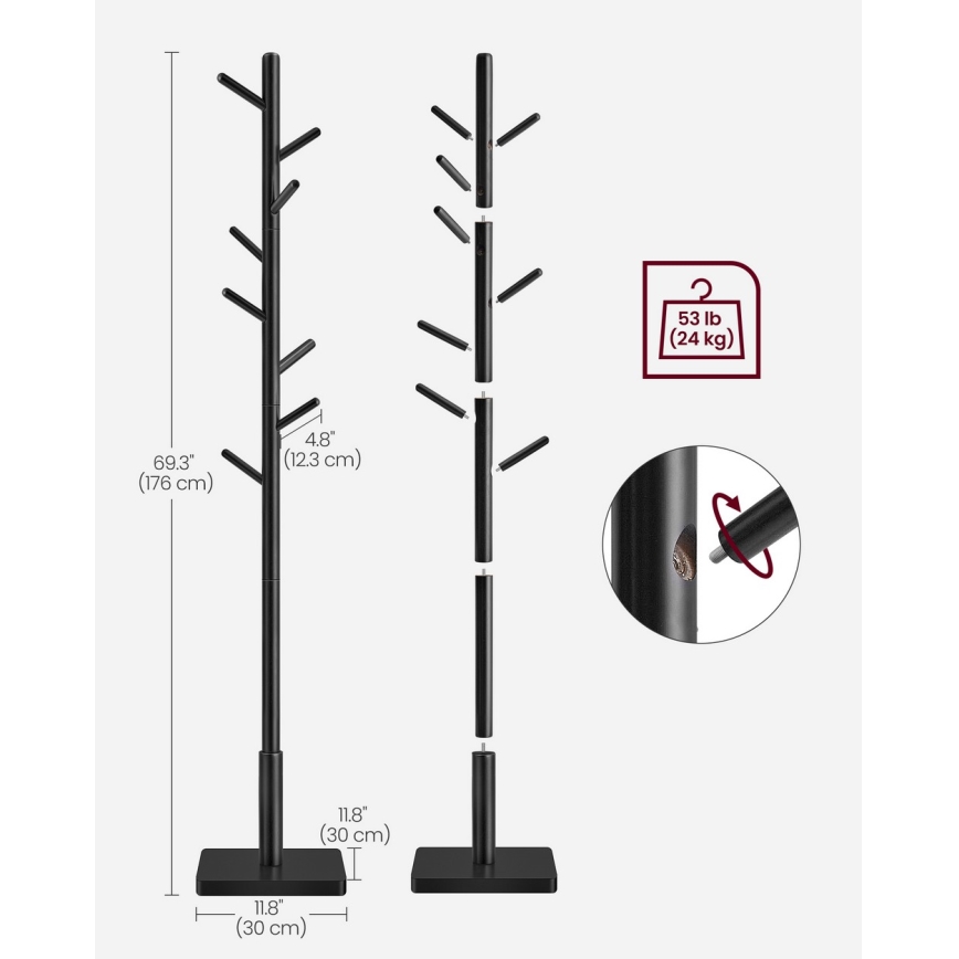 Porte-manteau sur pied LINEA, noir