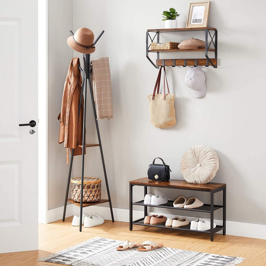 Porte-manteau sur pied LINEA noir/marron