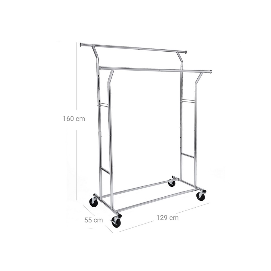 Porte-manteau sur pied mobile LINEA argenté