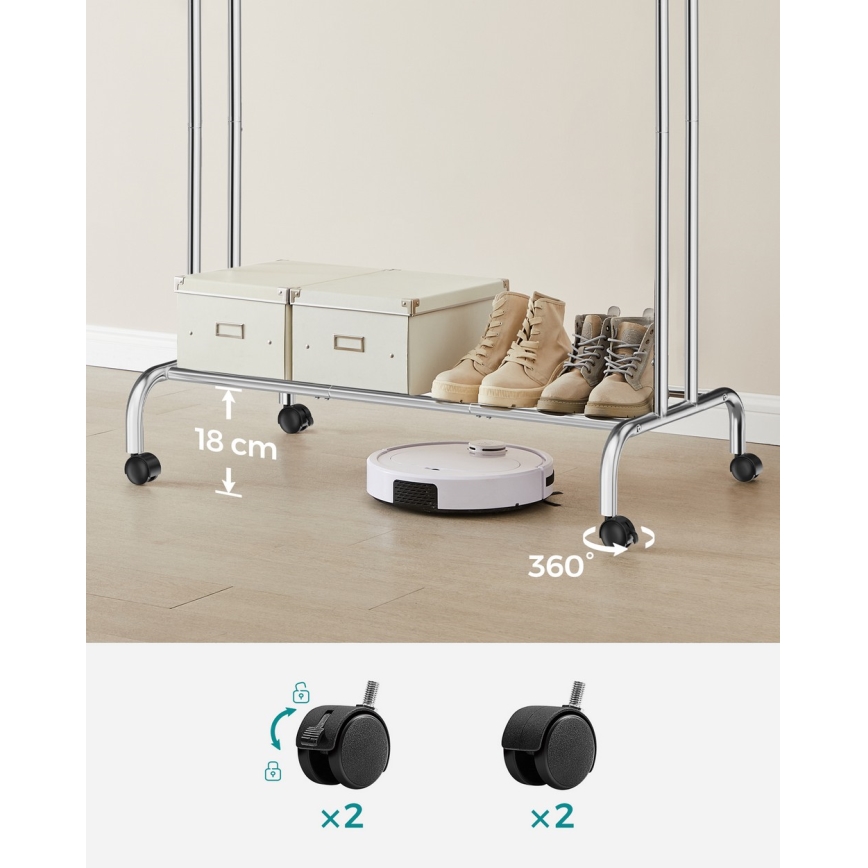 Porte-manteau sur pied mobile LINEA argenté