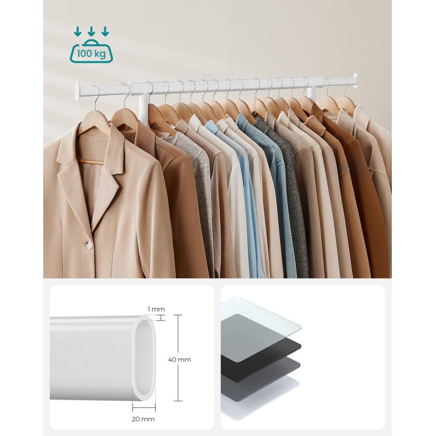 Porte-manteau sur pied mobile LINEA blanc