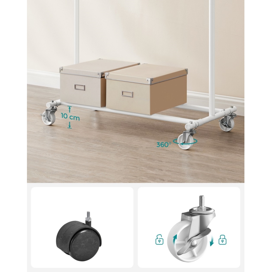 Porte-manteau sur pied mobile LINEA blanc