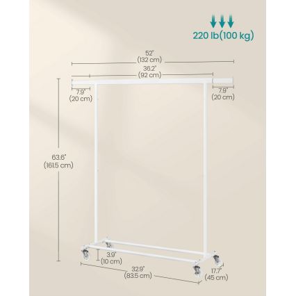 Porte-manteau sur pied mobile LINEA blanc