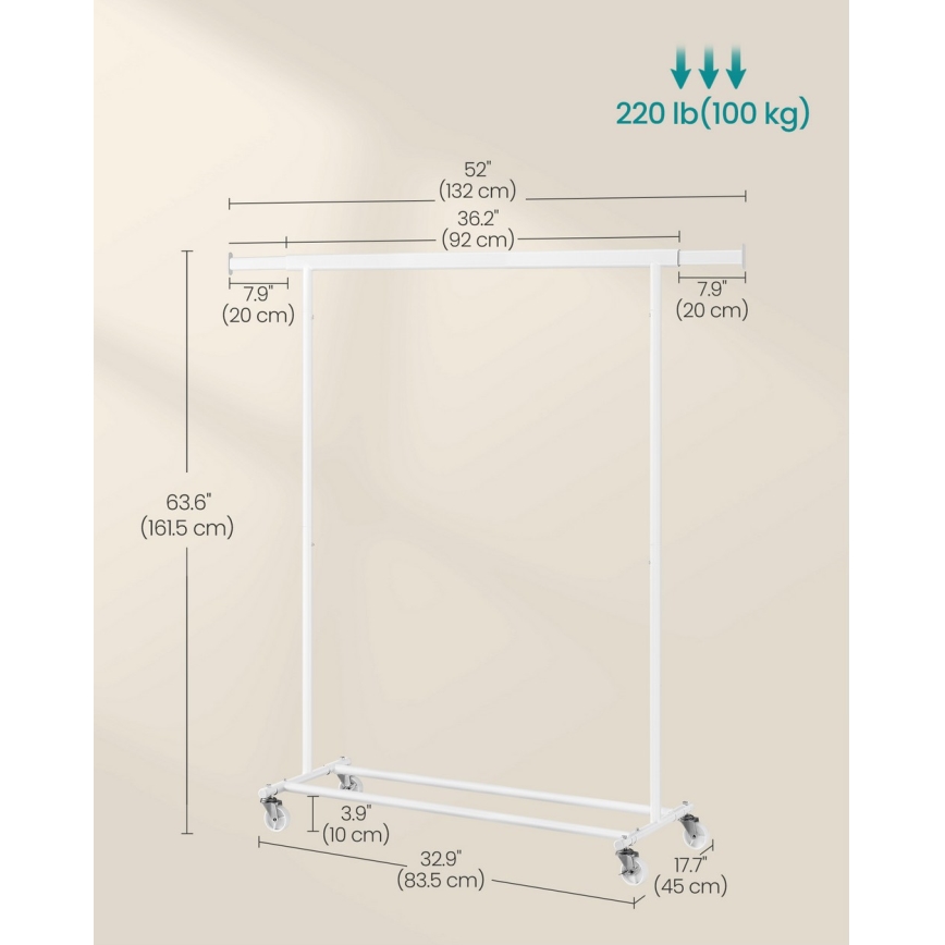 Porte-manteau sur pied mobile LINEA blanc
