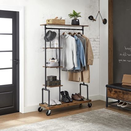 Porte-manteau sur pied mobile LINEA marron/noir