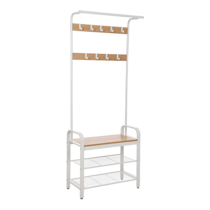 Porte-manteau sur pied NAVOR marron/blanc