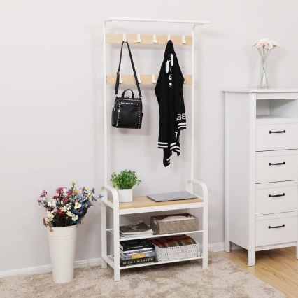 Porte-manteau sur pied NAVOR marron/blanc