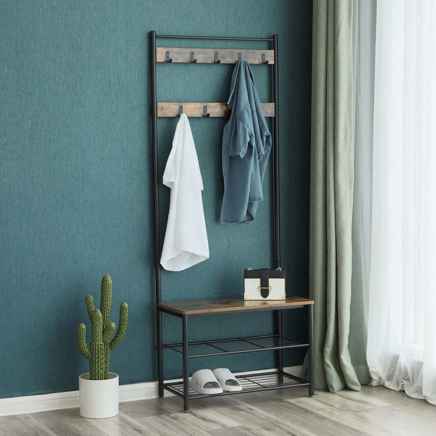 Porte-manteau sur pied NAVOR marron/noir