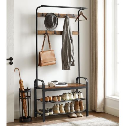 Porte-manteau sur pied NAVOR marron/noir