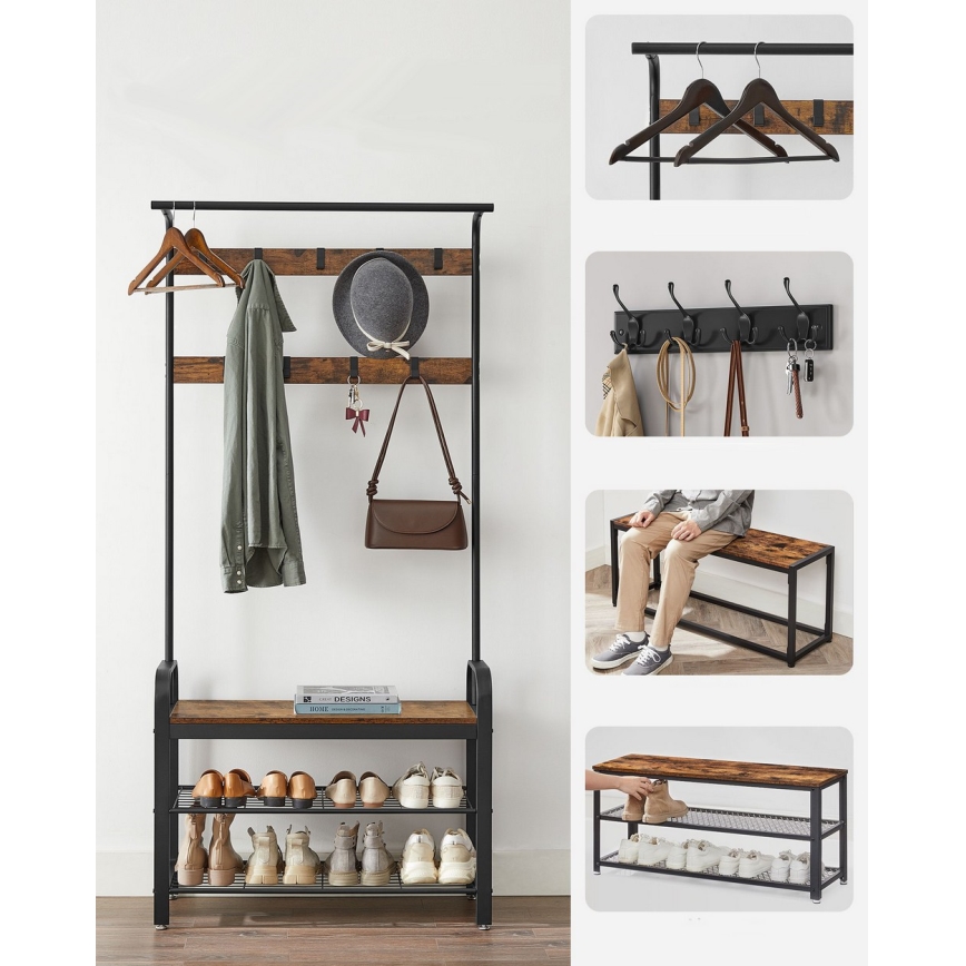 Porte-manteau sur pied NAVOR marron/noir