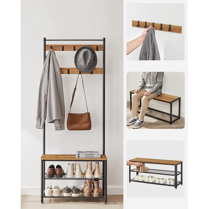 Porte-manteau sur pied NAVOR marron/noir