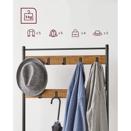 Porte-manteau sur pied NAVOR marron/noir