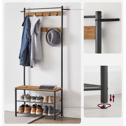 Porte-manteau sur pied NAVOR marron/noir