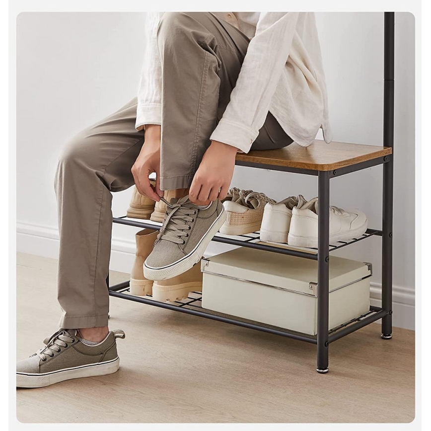 Porte-manteau sur pied NAVOR marron/noir