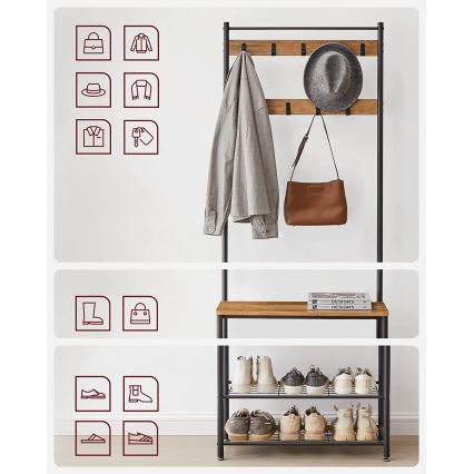 Porte-manteau sur pied NAVOR marron/noir