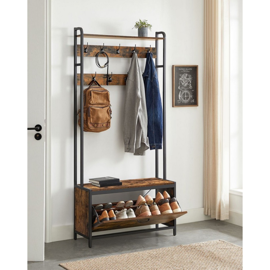 Porte-manteau sur pied NAVOR marron/noir