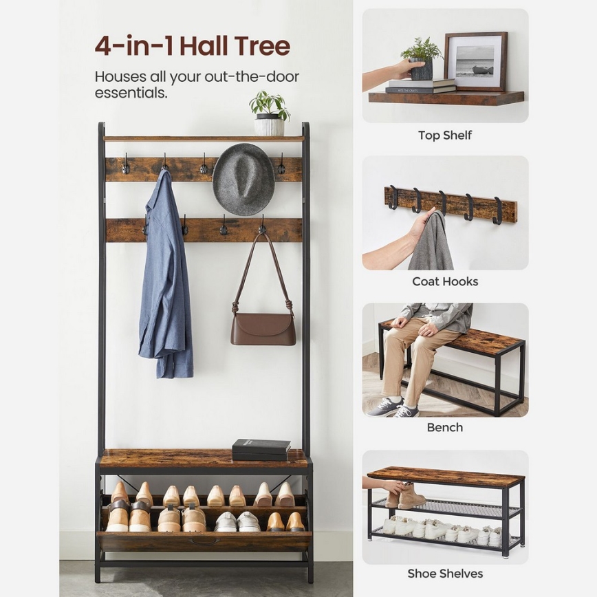 Porte-manteau sur pied NAVOR marron/noir