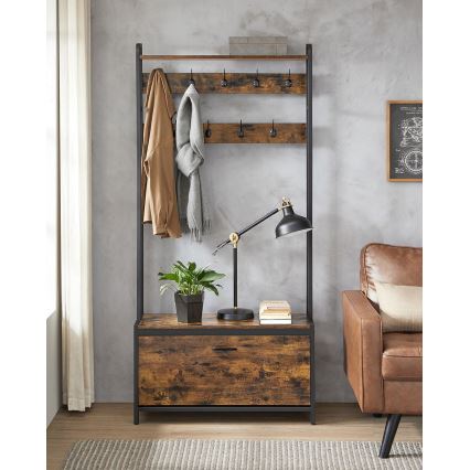 Porte-manteau sur pied NAVOR marron/noir