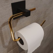 Porte-papier toilette en métal 8x16 cm noir/doré