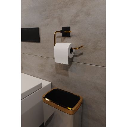 Porte-papier toilette en métal 8x16 cm noir/doré