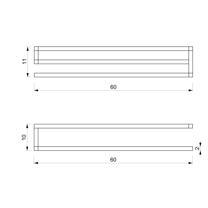 Porte-serviettes mural 10x60 cm blanc