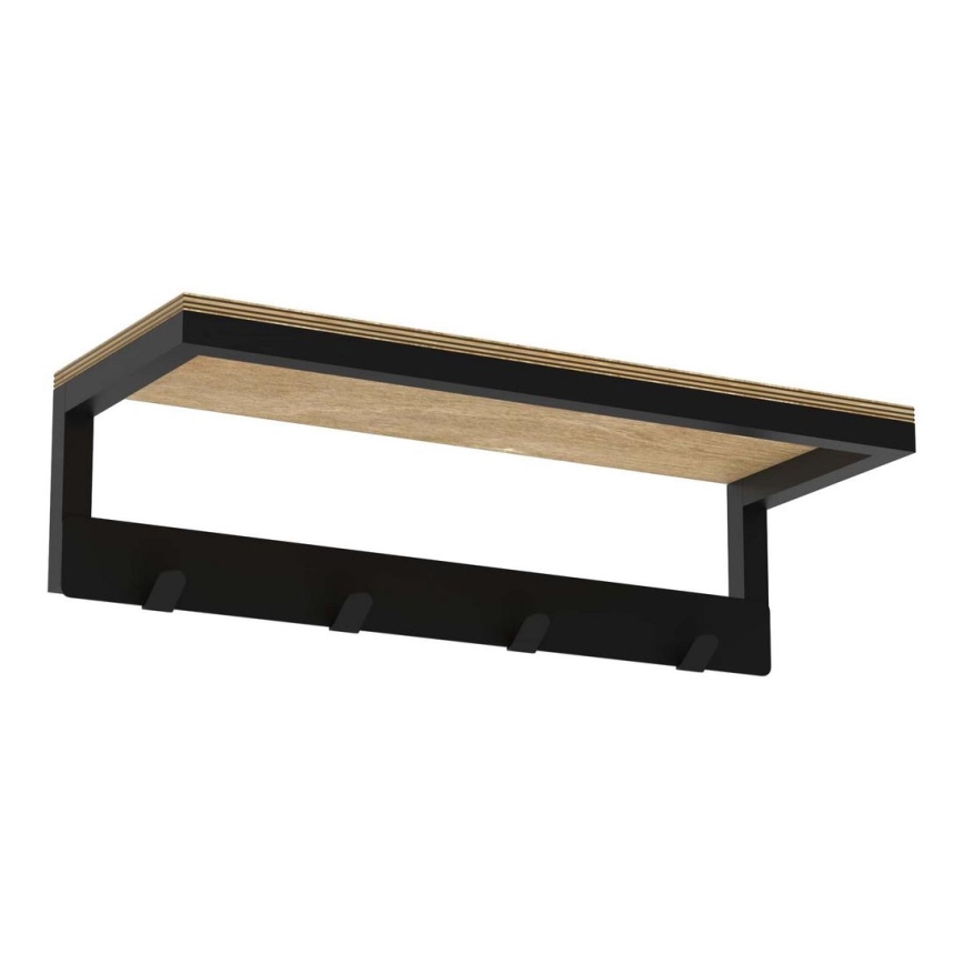 Porte-serviettes mural avec étagère 10x40 cm noir