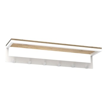 Porte-serviettes mural avec étagère 10x60 cm blanc