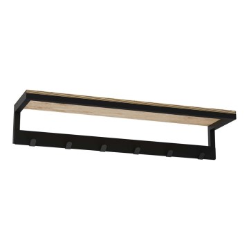Porte-serviettes mural avec étagère 10x60 cm noir