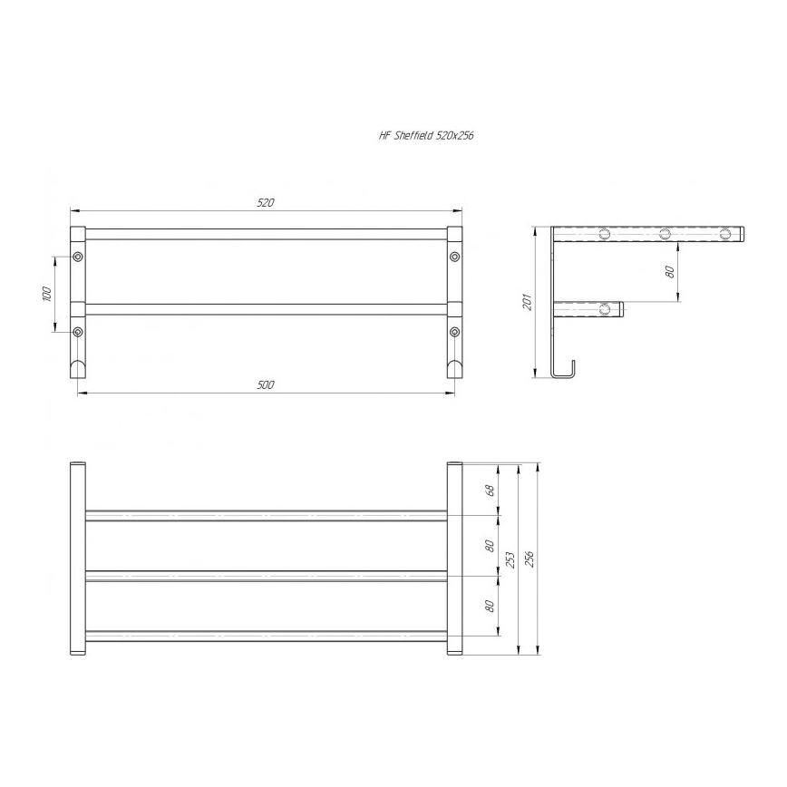 Porte-serviettes pour radiateur de salle de bains HF SHEFFIELD 52x25,6 cm blanc